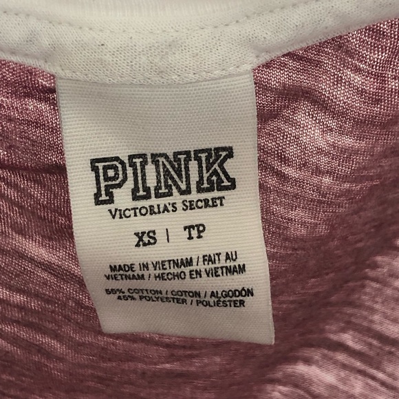 PINK Victoria's Secret White and Maroon Graphic Raglan Long Sleeve Tee - Picture 2 of 8